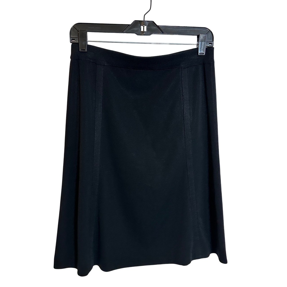 Exclusively Misook Acrylic Knit Midi Skirt Size S Black Pull On A Line Career - Picture 2 of 5